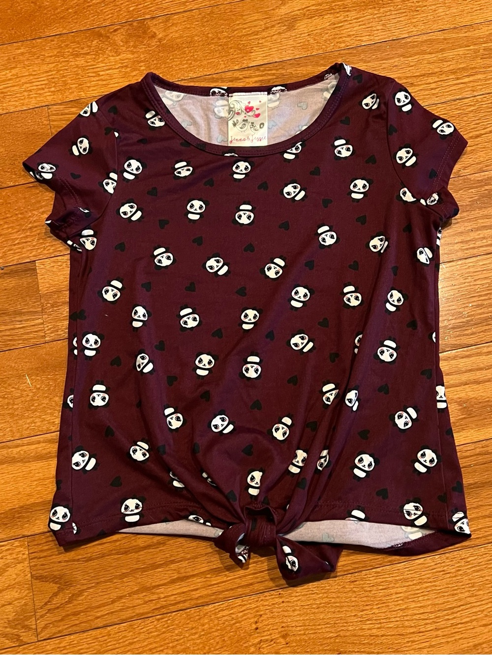 JENNA & JESSIE Girls Super Soft Pandas hair tie Top Shirt Size Medium 10/12